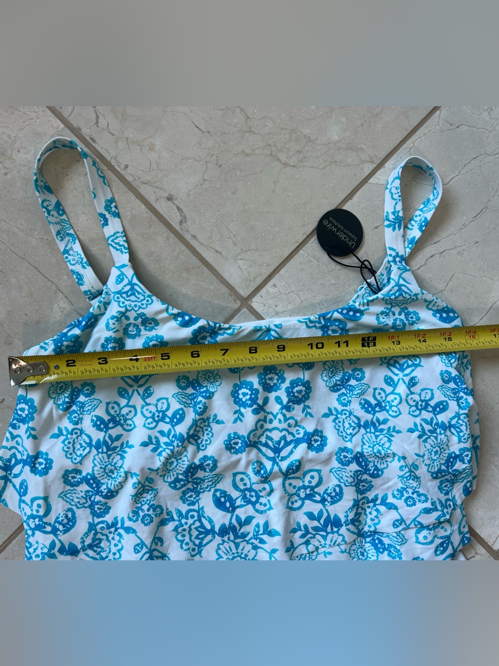 NWT Coco Reef Tankini Ruffle Underwire Swim Top Blue White Floral 34DD Beachwear - Picture 7 of 8